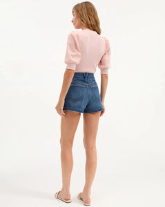 Veronica Beard Coralee Puff-Sleeve Top - Pink Clay