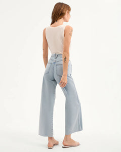 Veronica Beard Taylor Cropped Wide-Leg Jean - Pale Stone