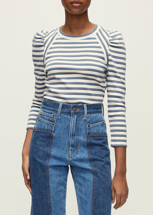 Veronica Beard Delano Top - Ecru/Ocean/ Dark Umber