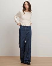 Load image into Gallery viewer, Veronica Beard Taylor Track-Stripe Wide-Leg Jean - Indigo Rinse