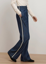 Load image into Gallery viewer, Veronica Beard Taylor Track-Stripe Wide-Leg Jean - Indigo Rinse