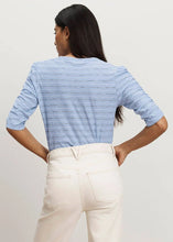 Load image into Gallery viewer, Veronica Beard Bouvet Smocked-Shoulder T-Shirt - Ice Blue Multi