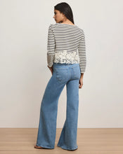 Load image into Gallery viewer, Veronica Beard Hovey Striped Lace T-Shirt - Dove/Navy Stripe