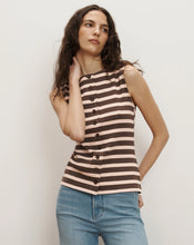 Load image into Gallery viewer, Veronica Beard Uma Ribbed Vest - Brown Stripe