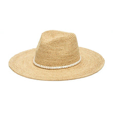 Load image into Gallery viewer, Jocelyn Seychelles Straw Hat with Shell Hearts