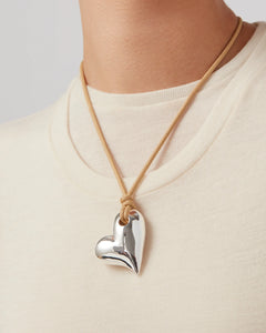 Jenny Bird Art Heart On A String Necklace - Silver