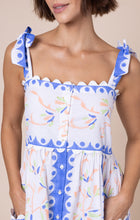 Load image into Gallery viewer, Juliet Dunn Tie Shoulder Dress - Bluebell Bird of Paradise Block Print