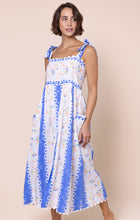 Load image into Gallery viewer, Juliet Dunn Tie Shoulder Dress - Bluebell Bird of Paradise Block Print