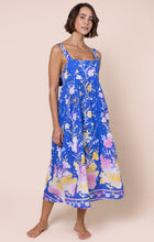 Load image into Gallery viewer, Juliet Dunn Sash Back Midi Dress - Electric Blue Floral Print