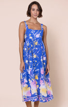 Load image into Gallery viewer, Juliet Dunn Sash Back Midi Dress - Electric Blue Floral Print