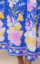 Load image into Gallery viewer, Juliet Dunn Sash Back Midi Dress - Electric Blue Floral Print