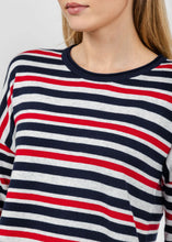 Load image into Gallery viewer, J. Society Roll Neck Striped Crew - Navy Combo