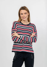 Load image into Gallery viewer, J. Society Roll Neck Striped Crew - Navy Combo