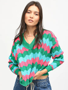 Electric & Rose Jules Sweater - Shamrock/Pink