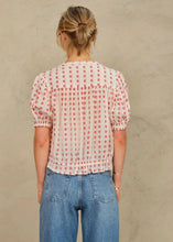Load image into Gallery viewer, M.A.B.E. Karla Gathered Top - Ecru/Red