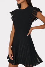 Load image into Gallery viewer, Milly Sheer Flutter Sleeve Knit Dress - Black