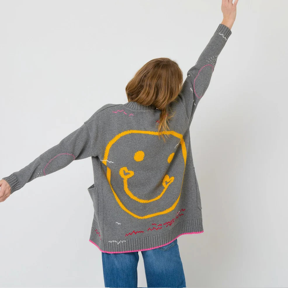 Kerri Rosenthal Poppy Cardigan Smiley - Gray