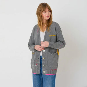 Kerri Rosenthal Poppy Cardigan Smiley - Gray