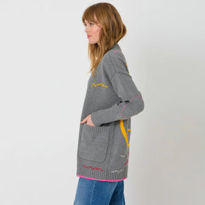 Kerri Rosenthal Poppy Cardigan Smiley - Gray