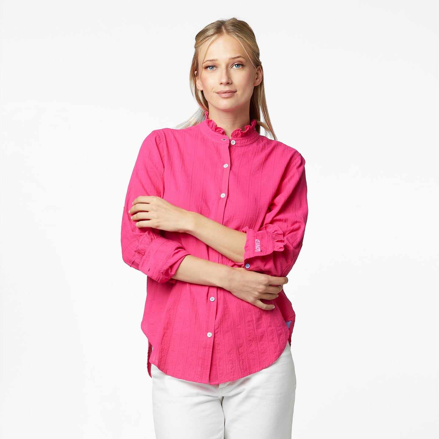Kerri Rosenthal Mia Ruffle Shirt - Berry Pink