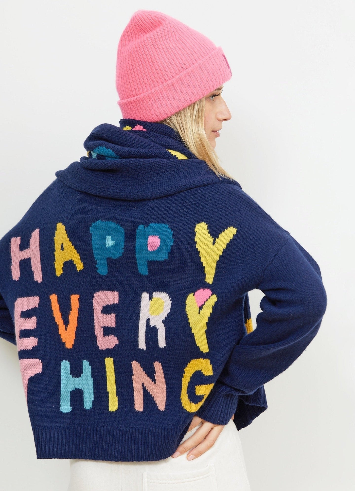 Kerri Rosenthal Boyfriend Happy Everything Sweater - Indigo