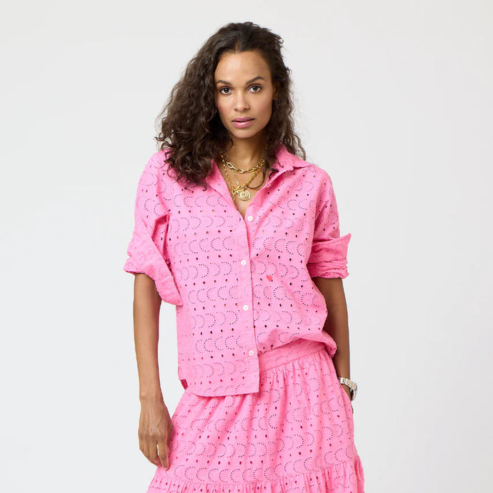 Kerri Rosenthal Pia Eyelet Shirt - Neon Pink