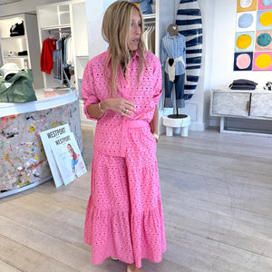 Kerri Rosenthal Pia Eyelet Shirt - Neon Pink