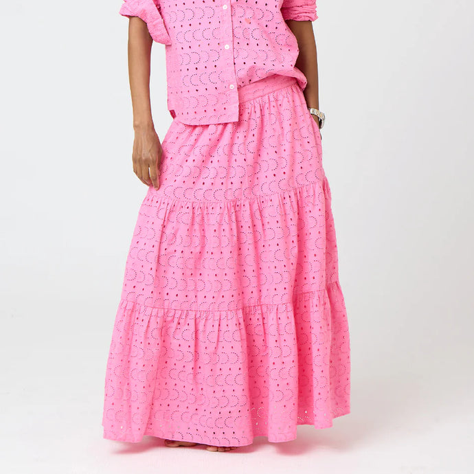 Kerri Rosenthal Gabrielle Eyelet Skirt - Neon Pink