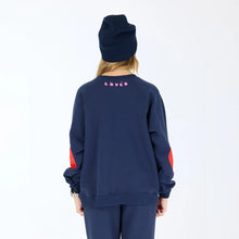 Load image into Gallery viewer, Kerri Rosenthal Benton Imperfect Heart Patch Sweatshirt - Indigo Blue