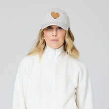 Load image into Gallery viewer, Kerri Rosenthal KR Imperfect Leather Heart Hat - Light Grey/Camel