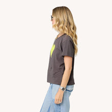 Load image into Gallery viewer, Kerri Rosenthal Suke Imperfect Heart Tee - Dark Gray-Citron