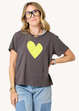 Load image into Gallery viewer, Kerri Rosenthal Suke Imperfect Heart Tee - Dark Gray-Citron