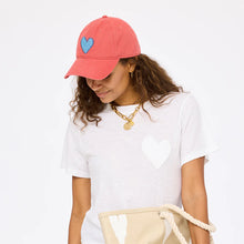 Load image into Gallery viewer, Kerri Rosenthal KR Imperfect Heart Hat - Poppy Red-Denim Blue