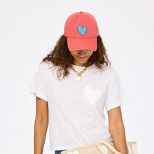 Load image into Gallery viewer, Kerri Rosenthal KR Imperfect Heart Hat - Poppy Red-Denim Blue