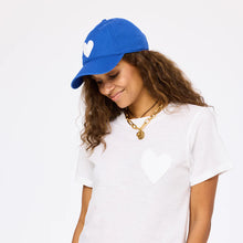 Load image into Gallery viewer, Kerri Rosenthal KR Imperfect Heart Hat - Bright Blue-White