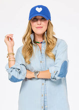 Load image into Gallery viewer, Kerri Rosenthal KR Imperfect Heart Hat - Bright Blue-White