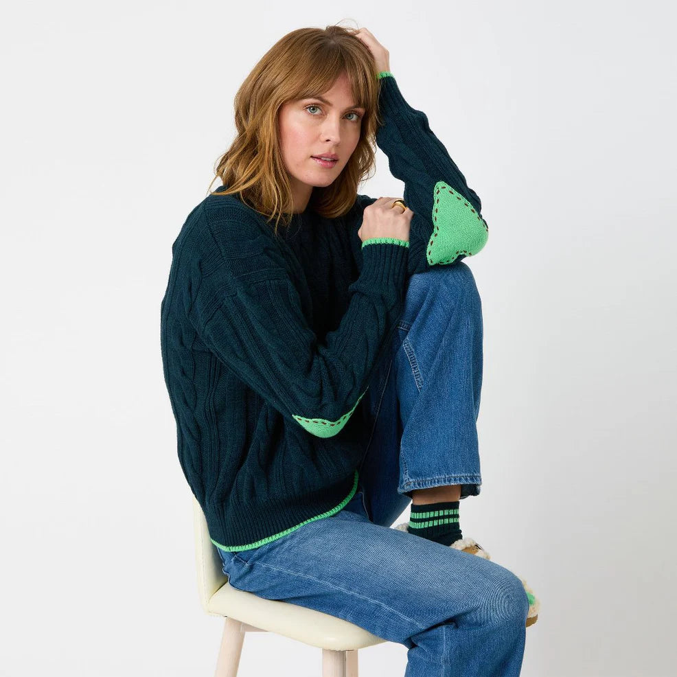 Kerri Rosenthal Maxwork Cable Sweater - Ocean – Luck Lafayette