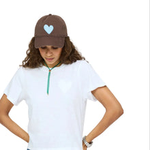 Load image into Gallery viewer, Kerri Rosenthal KR Imperfect Heart Hat - Cocoa-Chambray