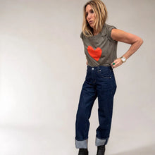 Load image into Gallery viewer, Kerri Rosenthal Suke Imperfect Heart Tee - Army Green Tomato