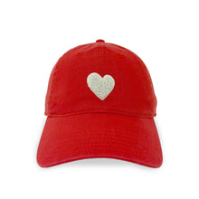 Load image into Gallery viewer, Kerri Rosenthal KR Imperfect Chenille Heart Hat - Cherri Red-White