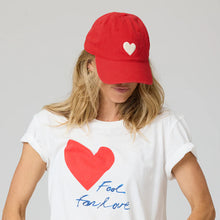 Load image into Gallery viewer, Kerri Rosenthal KR Imperfect Chenille Heart Hat - Cherri Red-White