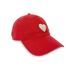Load image into Gallery viewer, Kerri Rosenthal KR Imperfect Chenille Heart Hat - Cherri Red-White