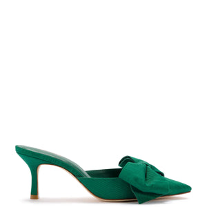 Larroude Mini Elle Pump - Emerald Fabric