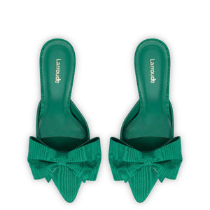 Larroude Mini Elle Pump - Emerald Fabric