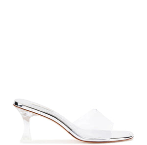 Larroude Vivi Lucite Mule - Silver Specchio