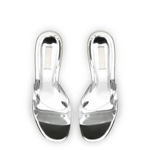 Larroude Vivi Lucite Mule - Silver Specchio