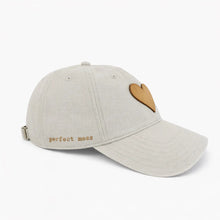 Load image into Gallery viewer, Kerri Rosenthal KR Imperfect Leather Heart Hat - Light Grey/Camel