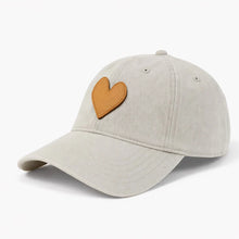 Load image into Gallery viewer, Kerri Rosenthal KR Imperfect Leather Heart Hat - Light Grey/Camel