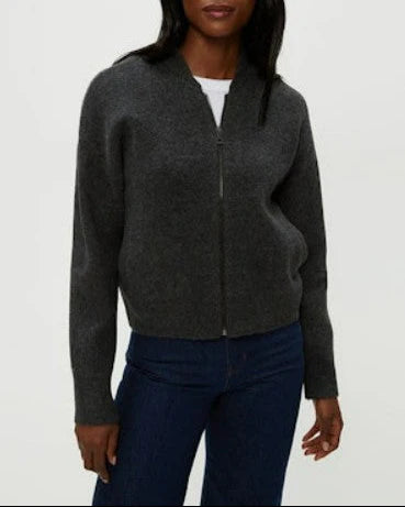 Michael Stars Lidia Cropped Bomber Jacket - Charcoal