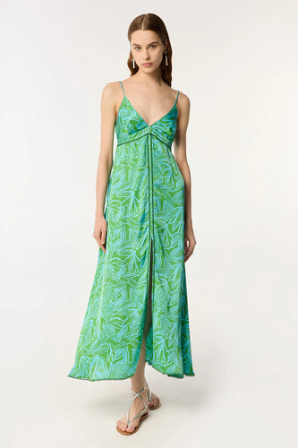 Poupette St. Barth Long Dress Denise - Turquoise Pop Tiger